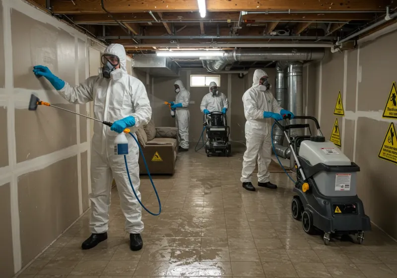 Basement Moisture Removal and Structural Drying process in Myers Corner, NY